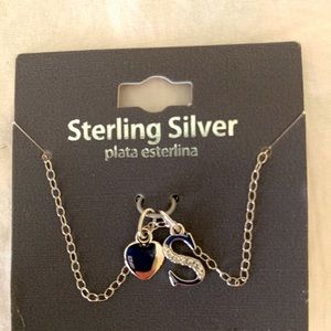 Sterling Silver S + heart necklace